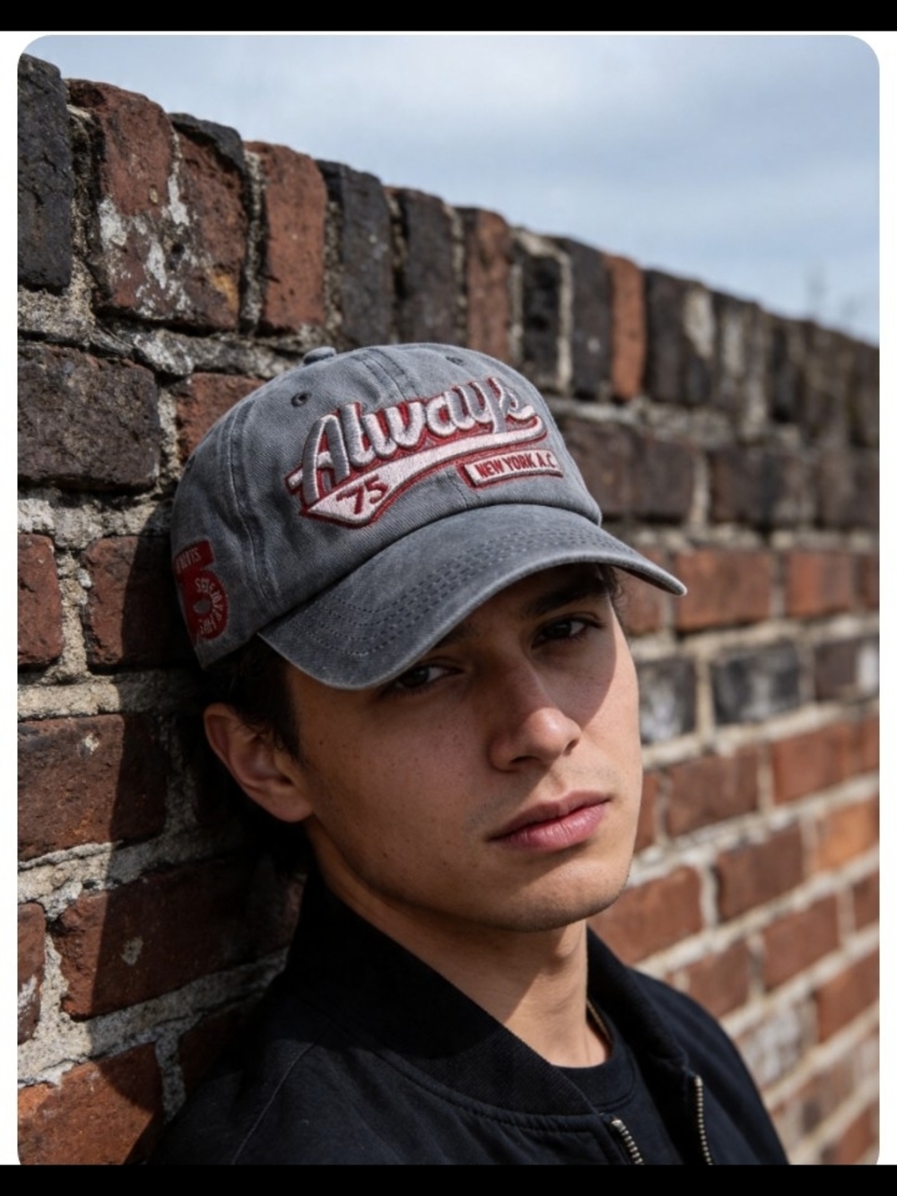 Always Embroidered Gray Baseball Cap